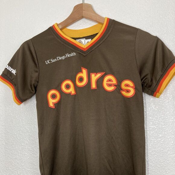 San Diego Padres Jersey Youth Small Brown Yellow MLB Baseball Little League 24 - Picture 2 of 14